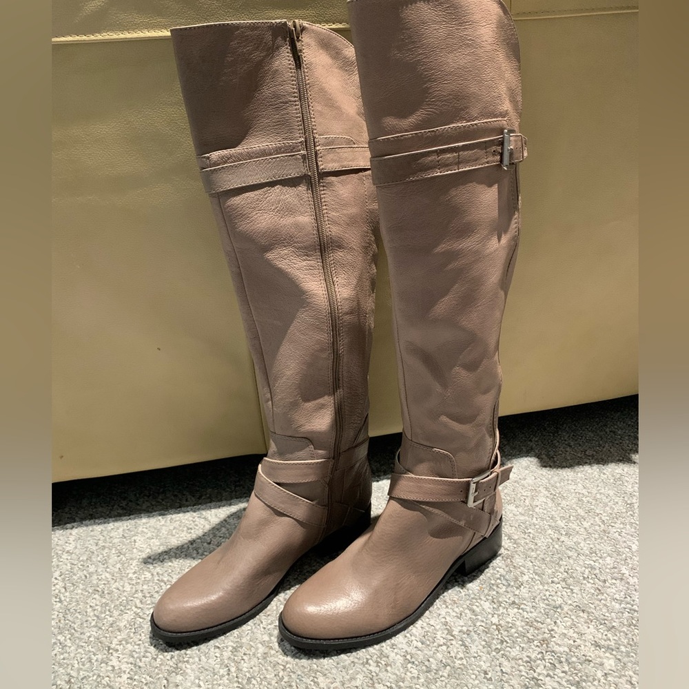 NWT Nine West Possessor OTK boots taupe leather size 8
